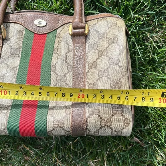 Gucci Beige and Brown Handbag with Red and Green Stripe - Picture 2 of 10